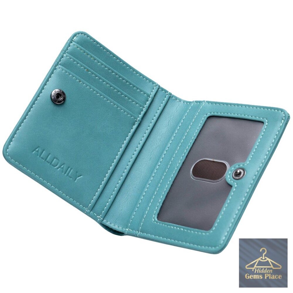 Slim RFID Blocking Wallet Compact Bifold Vegan Leather Travel Purse
